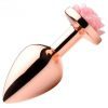 Rose Gold Anal Plug with Pink Flower - Medium