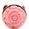 Rose Gold Anal Plug with Pink Flower - Medium